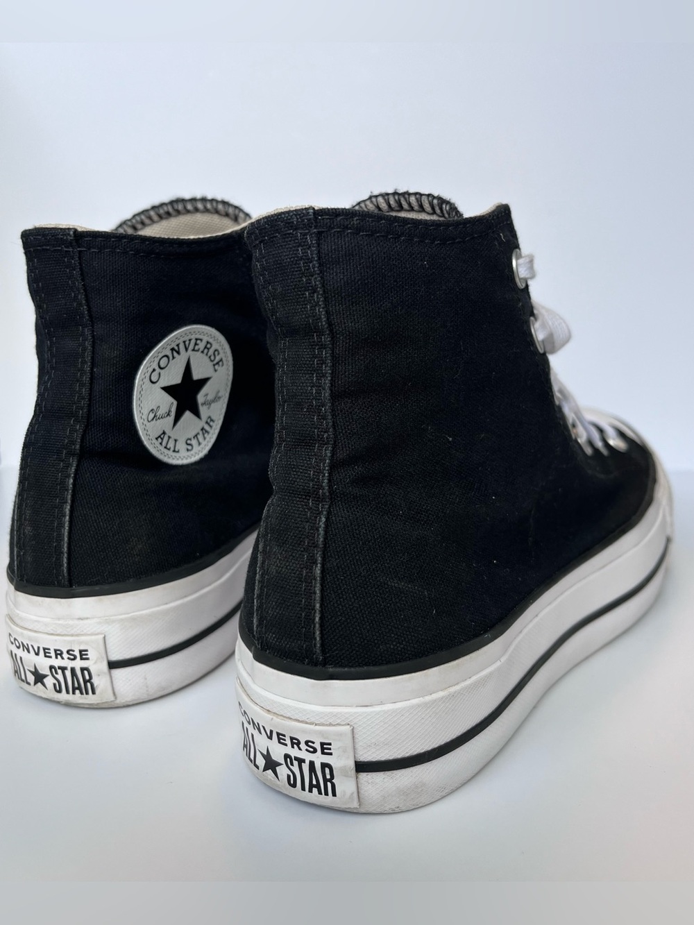 CONVERSE Chuck Taylor All Star High Top Platform Black Sneakers Women’s Size 7.5 - Picture 8 of 10